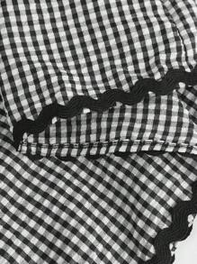 SHEIN MOD 女式黑白格子印花领结连衣裙，适合情人节、度假、可爱、波西米亚风、音乐节 - 黑與白 - 查看 5