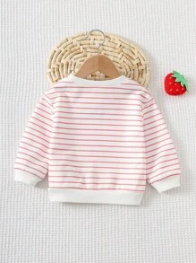 Cozy Pixies 女婴草莓图案针织柔软圆领长袖套头衫 - 粉色 - 查看 2