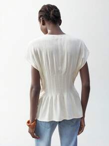 Maija Áo cánh vải lanh cotton màu mơ cổ chữ V thắt nơ phía trước cho nữ, áo hàng ngày phong cách Bohemian cho kỳ nghỉ hè, lãng mạn, thời trang, đa năng; thích hợp cho kỳ nghỉ hè, thoải mái, phong cách Bohemian, trang phục đi biển, đồ bơi che thân, phong cách, thanh lịch, giản dị, trang phục hàng ngày đơn giản - trắng - Xem 9