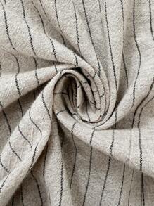 SHEIN LUNE Casual Women's Cotton Linen Striped Blazer, Cotton Back To School Teacher Fall Business Casual Fall Office Winter Lounge Work Teacher Old Money Style Old Money Travel Airport Office Winter Fall