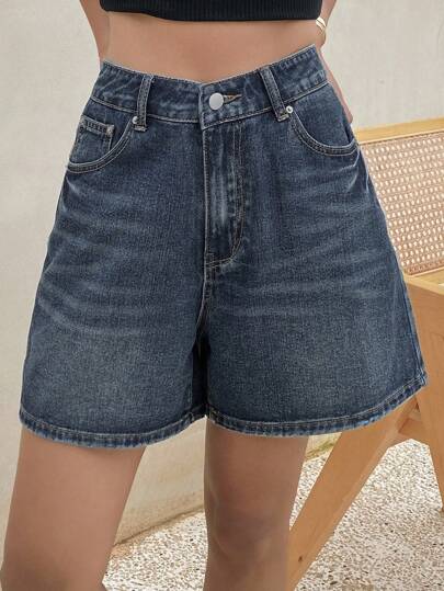 Livesso 女士宽松休闲牛仔短裤，夏季休闲短裤