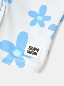 SUMWON Mädchen Langarm Sonnenschutz Badeanzug Strand Schwimmkostüm Blume Muster Einteiler Rash Guard UPF50 Strand Urlaub Pool Wassersport Bademode