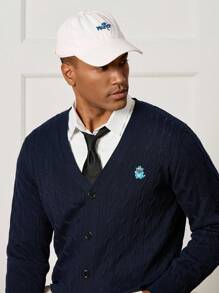 Manfinity CityGents Men's Casual Versatile Cartoon Embroidery Cardigan, Fall/Winter