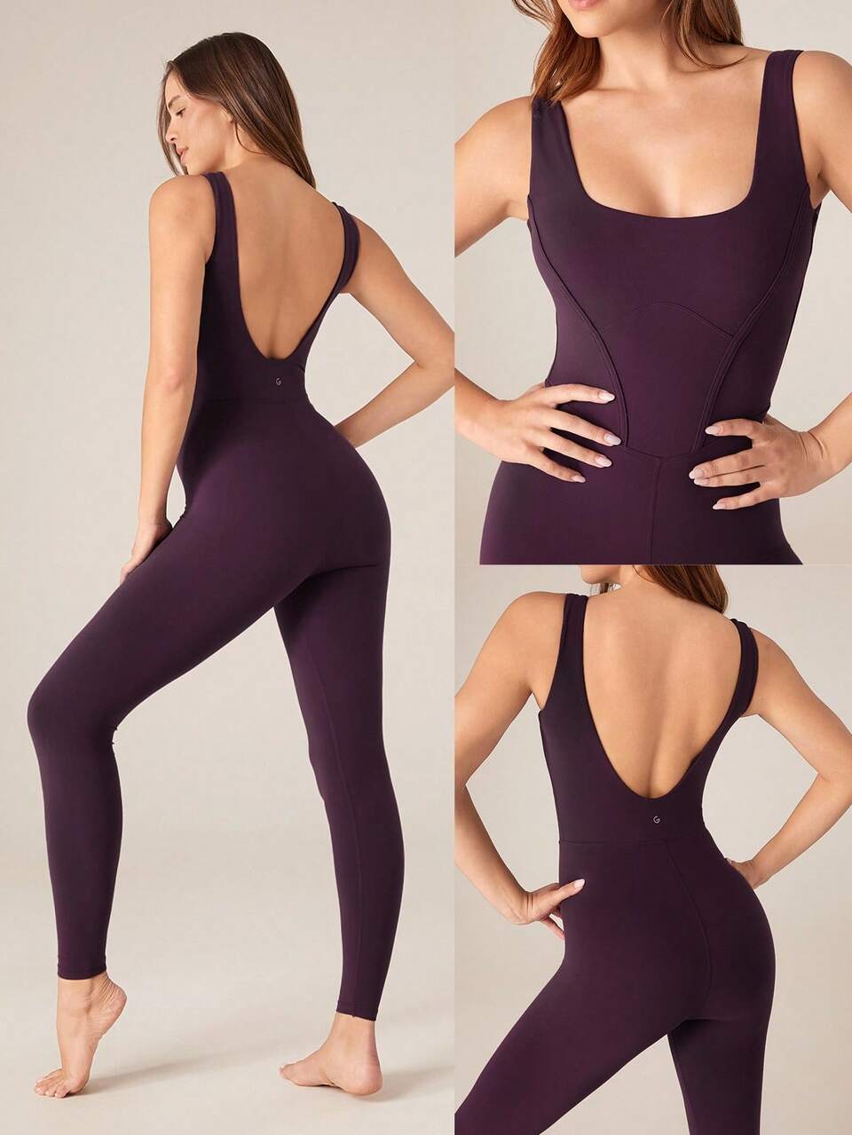 24" FeatherFit™ Tummy Control Open Back Bodysuit Jumpsuit