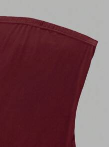 SHEIN Unity Women Plain Minimalist Casual Tube Dress Burgundy Color Women Outfit - Burgundy - View 6
