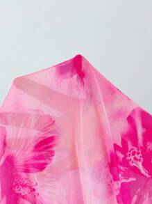 Soleia Women's Large Floral Print Vacation Beach Halter Tie Side Sexy Bikini Set With Matching Cover Up Skirt And Skirt Three Piece Swimsuit Set Beach Sets For Women Beach Skirt Set Tie Dye Bikini - Hot Pink - View 7