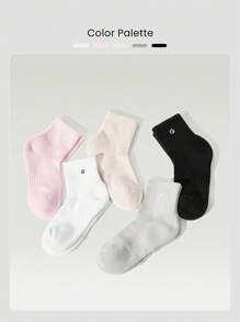 GLOWMODE 5 Pairs Socks Soft Ventilated Mesh With Embroidered Logo Workout Daily Casual