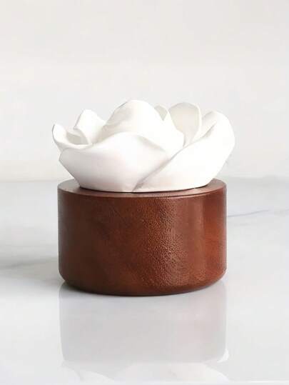 SHEIN 1 件装石膏玫瑰精油扩香器木质底座白色香薰石家居车内装饰无明火无需电池卧室客厅香薰装饰完美礼物婚礼乔迁放松香氛舒缓装饰