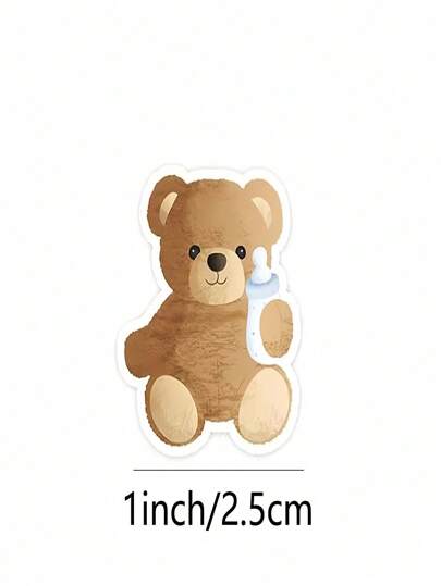 SHEIN 500 piezas/rollo Pegatinas de oso de dibujos animados lindos - Pegamento Adhe Animal Animal Reward para diarios, planificadores y libros de recortes, decoración de papelería divertida, etiquetas de regalo DIY y útiles escolares (múltiples estilos)