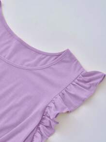 SHEIN LUNE 大码优雅花卉印花拼布连衣裙 - 紫色 - 查看 3