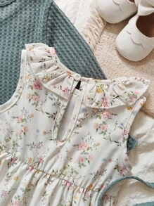 Vintaside Kids Babygirl 女婴春秋简约时尚短款夹克搭配时尚碎花裙，适合秋季外出、露营、度假，优雅且适合温和的秋季天气