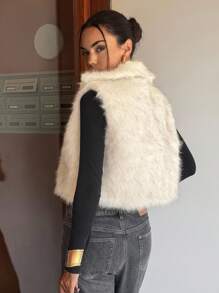 Siren Gaze Autumn/Winter New Fashion Street Faux Fur Vest For Women Casual - Apricot - View 2