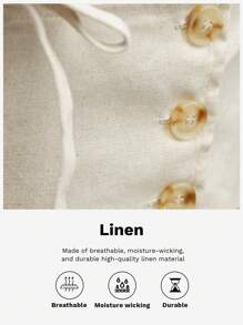 Maija 2025 Summer New Music Festival, Graduation, Beach Vacation Outfit, Bohemian Tie-Up Bowknot Back Open Button Asymmetric Cut Midi Skirt 2 Pieces Set For Women, Casual Daywear - Beige - View 3