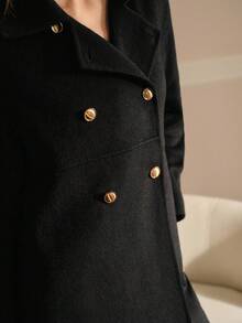 MOTF PREMIUM WOOL DOUBLE BREASTED OVERCOAT - Black - View 3