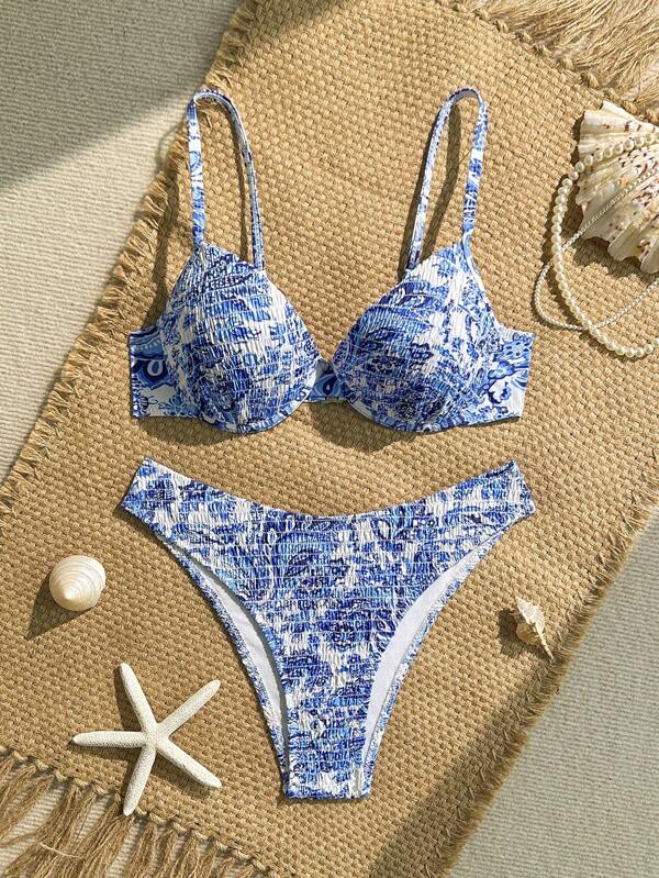 2 pezzi/ Set Set di biancheria intima con ferretto stampato, abbigliamento alla moda per primavera/sommergibile