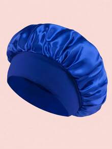 SHEIN 1 pezzo Cuffia da notte in seta Satin Bonnet, fascia morbida E W per capelli, berretto da casa in rosa e blu, decorazione per l'estate, adatto per il ritorno a scuola, con imbottitura in cotone, arricciature a collo solido, ampia traspiranti, cappello in satin per la cura dei capelli da donna