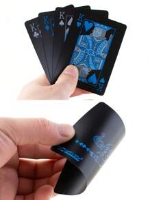 黑色塑料扑克牌耐磨耐用。塑料PVC防水扑克牌适用于朋友聚会、生日、圣诞聚会、减压玩具和有趣的棋盘游戏。良好的可伸缩弹性防水纸牌红蓝，一款多功能且有趣的纸牌游戏，与朋友一起解锁新游戏，游戏>棋盘游戏，游戏，趣味纸牌 - 藍色 - 查看 14