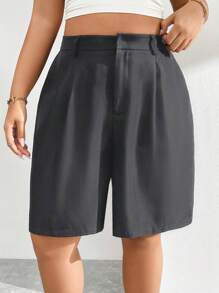 Auralis Plus Size Summer Shorts Back To School Teacher Spring - Dark Grey - View 5