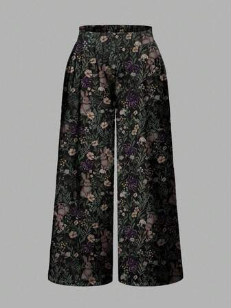 Goth Große Größen Vintage Botanik Wald Hase Blume Motten Schmetterling Muster Hose