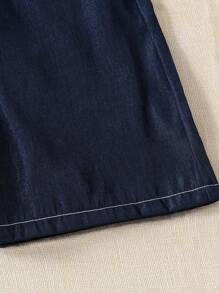 SHEIN Explorewe 2pcs Boys Sky Blue Jeans Style Casual Set, Soft Fabric, Comfortable, Suitable For Summer, Outdoor, School, Travel, Photography, All Occasions, Must-Have For Teen Boys Boys Woven Shirt Short Sets Boys 2 Piece Outfit Set Dark Blue Boys Outfit Royal Blue Boys Shirt And Shorts Set Boys Summer Outfit,Back To School Clothes