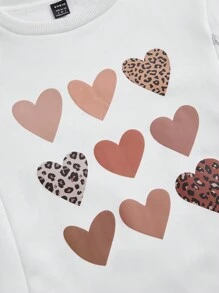 SHEIN Pregnant Women Heart Print Casual Nursing Sweatshirt Fall Clothes Long Sleeve - White - View 3