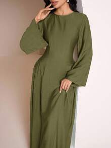 Veilorie Women's Mint Green Extra Long Dress With Back Ribbon Tie, Summer