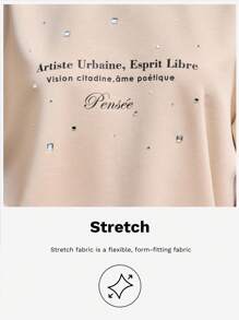 Maija 女士圆领长袖休闲运动衫、日常穿着、节日 - 杏色 - 查看 3