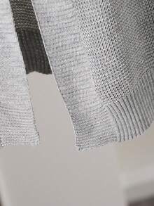 Cardigan ample à manches longues et col rond pour adolescents, couleur unie, gris. Cardigan tricoté, cardigan à capuche pour hommes. - Gris - Voir 6