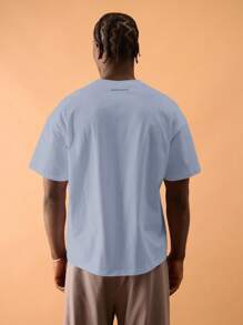 Musero 超大图案印花 T 恤夏季时尚街头风格度假休闲假日 - 藍色 - 查看 3