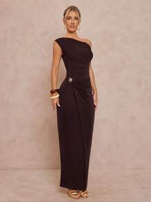 Lumalex Trang phục mùa thu giản dị, sang trọng, lấp lánh, dự tiệc Lễ Tạ ơn, lễ hội âm nhạc, đi chơi, bơi lội, nghỉ mát, phong cách Bohemian, BOHO, biển, ngoài trời, tiệc cưới nhiều lớp, lễ trưởng thành, bãi biển, đầm nữ bất đối xứng, cổ bất đối xứng, trang trí kim loại, eo ôm sát, đầm hở vai, đầm dài ôm sát, đầm maxi, đầm thanh lịch, đầm dự tiệc cưới mùa thu. - màu nâu - Xem 8