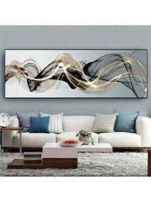 1 幅北欧奢华现代抽象画，几何风格创意海报，卧室装饰画，卧室墙壁艺术，客厅背景，床头板装饰，无框 - 灰色 - 查看 2