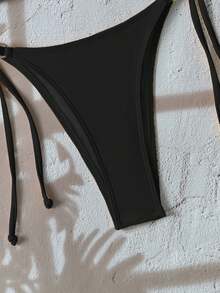 Swim SXY Summer Beach Women's Metal Clasp Halter Neck Bikini Set - Black - View 7