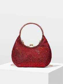 MOTF PREMIUM 水钻细节吻锁晚装包 - 紅色 - 查看 5