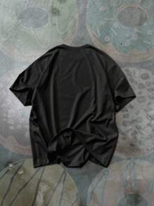 Manfinity Homme Men's Casual Donut Print Short Sleeve T-Shirt, Summer - Black - View 2