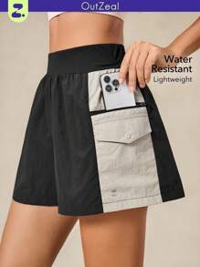 OutZeal Pantaloncini leggeri, resistenti all'acqua, in maglia con vita elastica, con tasche multiple, per escursioni e campeggio, adatti per le donne