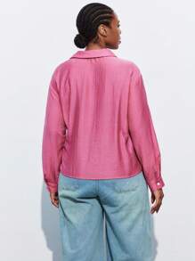 Maija 大码休闲纯色裹身衬衫 秋季女装 秋装 返校服装 返校节朴素复古服装 女士老钱老师 浪漫、时尚、多才多艺；舒适、时尚、优雅、休闲、简约 日常穿着、必备、纯色、假日休闲、得体、单身女士、优雅时尚商务休闲女装 外出上衣 毕业 女士教师 秋季女装 大码秋季女装 秋季服装 返校服装 返校节 女士冬季 女士冬季 - 藕粉色 - 查看 2