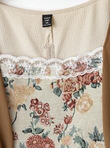 Feyla Áo cánh tay bồng buộc eo họa tiết hoa jacquard cỡ lớn cho nữ - Nhiều màu - Xem 6