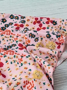 SHEIN LUNE 女式花卉常规版型衬衫，带荷叶边袖子设计，适合度假和日常休闲通勤 - 粉色 - 查看 4