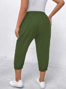 EMERY ROSE 大码女式纯色抽绳腰口袋休闲七分裤