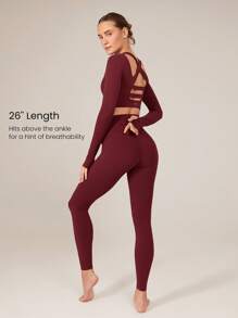 GLOWMODE 26 英寸 FeatherFit™ 高期望超高腰口袋紧身裤 - 酒紅色 - 查看 5