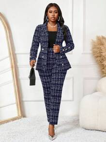 Fleurora 2025 Quần áo mới Thu Đông Thanh lịch Xanh Navy Ve áo Cài nút Tay dài Áo khoác lông cỡ lớn Váy dự tiệc cưới cho nữ Trở lại trường Quần áo mùa thu cho nữ Trang phục giáo viên cho nữ Trang phục công sở thường ngày cho nữ Váy thanh lịch cho nữ Quần áo làm việc cho giáo viên nữ Quần áo mùa thu cổ điển cho nữ Bộ vest kẻ sọc cho nữ Bộ vest kẻ sọc cho nữ Bộ vest công sở cho nữ Bộ vest 2 món cho nữ Bộ vest công sở cho nữ - Màu xanh hải quân - Xem 6