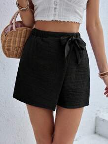 SHEIN Frenchy Sommerhose, Schleife, bequeme Shorts für Frauen, lässige Unterteile