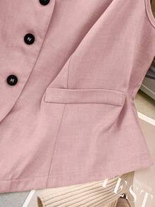 GlowEve CURVE Plus Size Summer Casual Plain Color Waistcoat & Shorts 2 Pieces Set - Pink - View 5