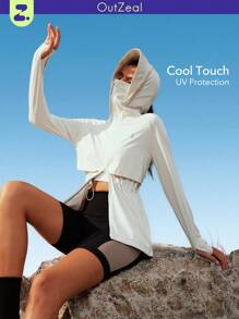 OutZeal Kurtka z kapturem SunProof UPF50+ Cooling Sun Protection ze ściągaczem w pasie i odpinanym daszkiem
