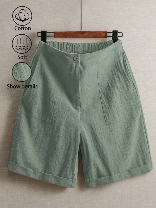 EMERY ROSE Damskie letnie, uniwersalne, lniane szorty w jednolitym kolorze