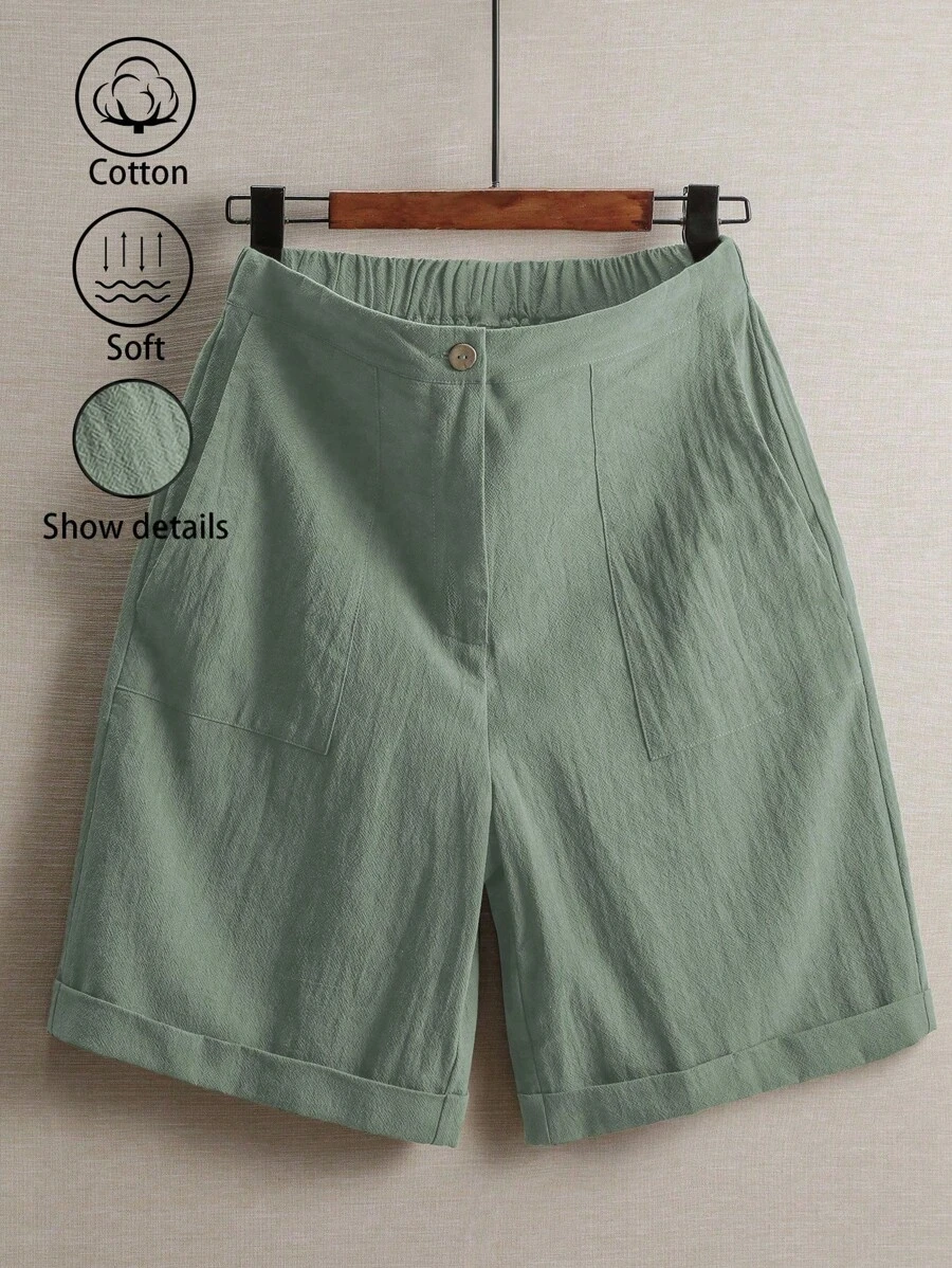 EMERY ROSE Damskie letnie, uniwersalne, lniane szorty w jednolitym kolorze