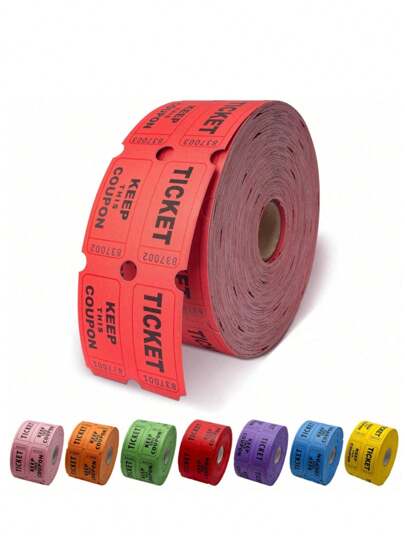 SHEIN 1000 Raffle Tickets Per Roll (Blue, Green, Purple) – Double Roll, 500 Pairs – Event Tickets For School, Parties, Fundraisers, Prizes, Classroom Rewards, Carnival – Bulk Raffle Tickets For Back To School, Giveaways, Entry Passes – Durable & Colorful School Supplies