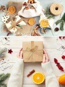 1 Rollo de 10 metros de cinta de lino natural gruesa. Rollo de cinta de lino con bordes sin acabar para manualidades de boda, envoltura de regalos, coronas de otoño, decoración hecha a mano - Caqui - Ver 3