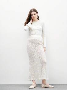 CUCCOO BIZCHIC 女士圆头平底鞋，松紧带穿孔图案透气休闲优雅通勤白色鞋 - 米色 - 查看 10