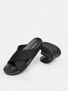 Ressula Fashionable Women Casual Daily Flat Slide Sandals - Black - View 7